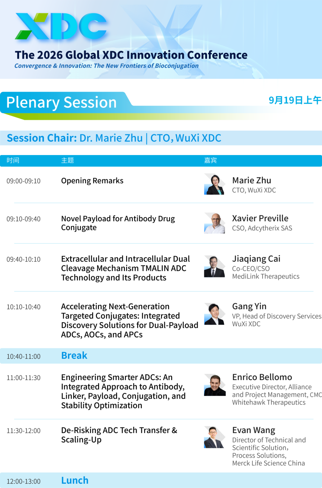 Agenda of the Global XDC 2026 plenary session